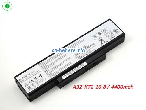 10.8V ASUS A32-K72 电池 4400mAh, 48Wh 