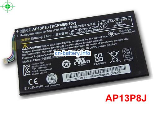 3.8V ACER ICONIA TAB B1-720 TABLET Battery 2955mAh