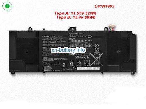 15.4V ASUS C41N1903 电池 4335mAh, 66Wh 