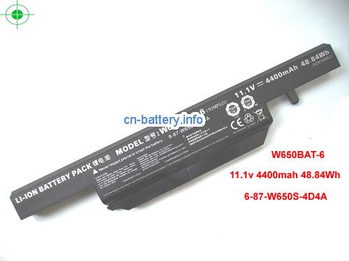 11.1V CLEVO W650BAT6 电池 4400mAh, 48.84Wh 