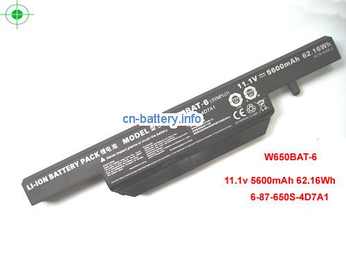 11.1V CLEVO W650BAT6 电池 5600mAh, 62.16Wh 