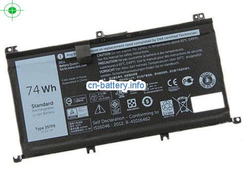 6 Cells Dell 357f9 71jf4 电池  Inspiron 15-7559 7757 7566 7567 笔记本电脑 74wh 