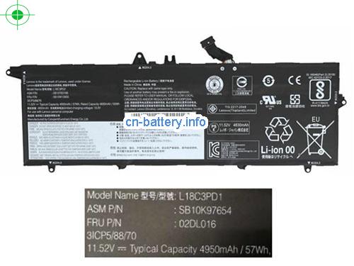 11.52V LENOVO L18C3PD1 电池 4950mAh, 57Wh 