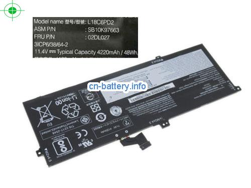 11.4V LENOVO 3ICP6/38/64-2 电池 4220mAh, 48Wh 