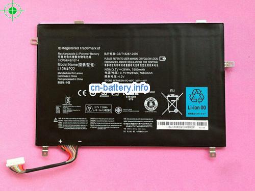 3.7V LENOVO L10M4P22 电池 7680mAh, 28Wh 