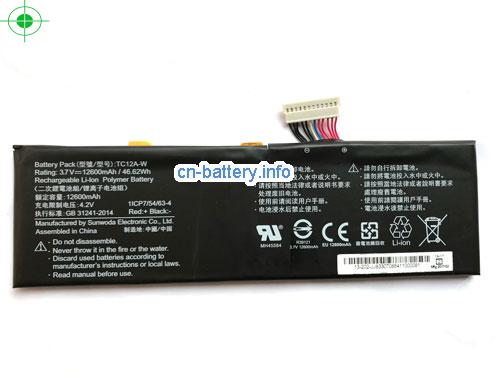 可充电 Tc12a-w 电池  Tablet 3.7 Other 12600mah 46.62wh 