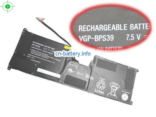 7.5V SONY VGP-BPS39 电池 3800mAh, 29Wh 