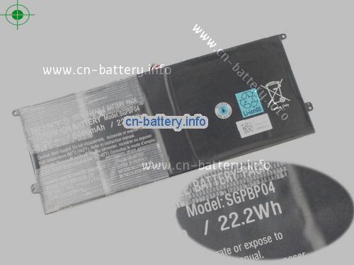 3.7V SONY SGPBP04 电池 6000mAh, 22.2Wh 