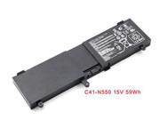 原厂 ASUS C41N550 笔记本电脑电池 Li-Polymer 14.8V 4000mAh, 59Wh 