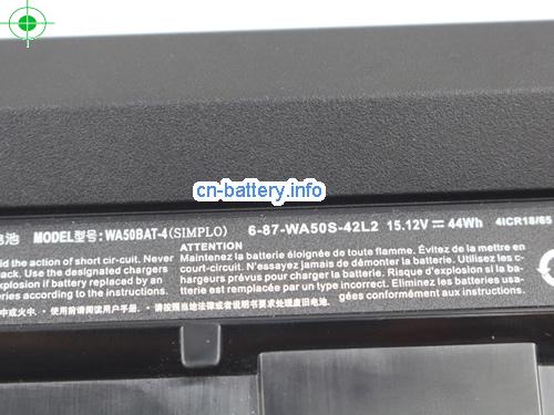  image 2 for  New 原厂 Clevo Wa50bat-4 6-87-wa50s-42l2 电池  Hasee Mg150 笔记本电脑 15.12v 44wh   laptop battery 