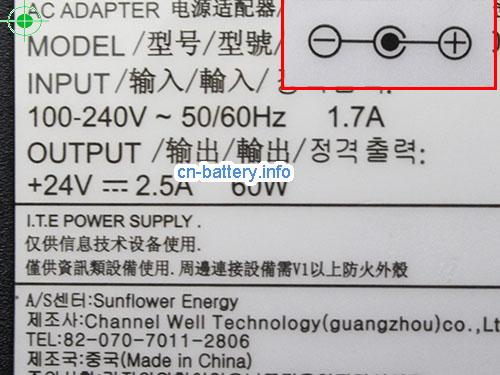  image 2 for  CWT 24V 2.5A笔记本适配器，笔记本电脑充电器在线網購,CWT24V2.5A60W-5.5x2.1mm-RD 