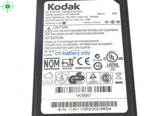  image 3 for  KODAK 36V 1.7A笔记本适配器，笔记本电脑充电器在线網購,KODAK36V1.7A61W-6.4x4.0mm 